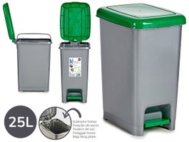 Arte Regal Papelera Plastique Vert 25L Recyclage avec Pédale 26x26x36cm (Set de 8)