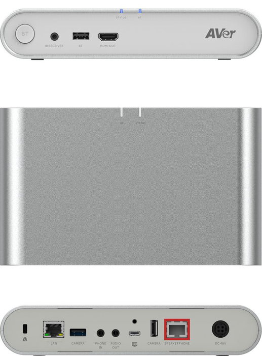 AVer FONE700 - Hub audio tout-en-un avec microphone et haut-parleur de plafond pour salle de réunion - Poursuite audio, suppression du bruit, connexion USB et Bluetooth