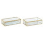 Boîte à bijoux DKD Home Decor Doré Métal Verre 20 x 11 x 5 cm 22 x 12 x 7 cm (2 Unités)