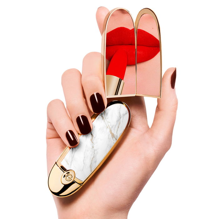 Guerlain Rouge G Rouge à Lèvres Rechargeable - Écrin Marbre - Formule Ultra-Nourrissante avec 89% d'Ingrédients Soin