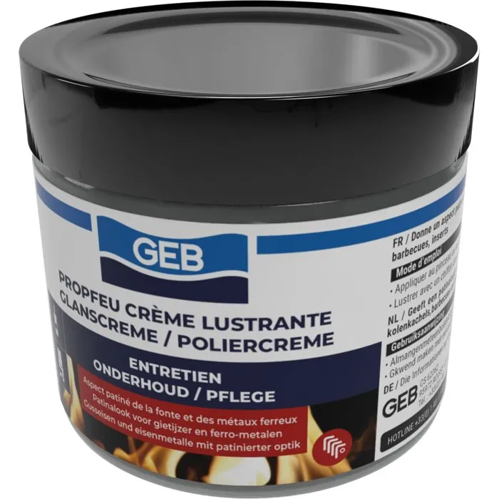 Geb Creme lustrante Propfeu GEB - Crème pour l'entretien et la protection de la fonte, aspect patiné - Pot 220 ml