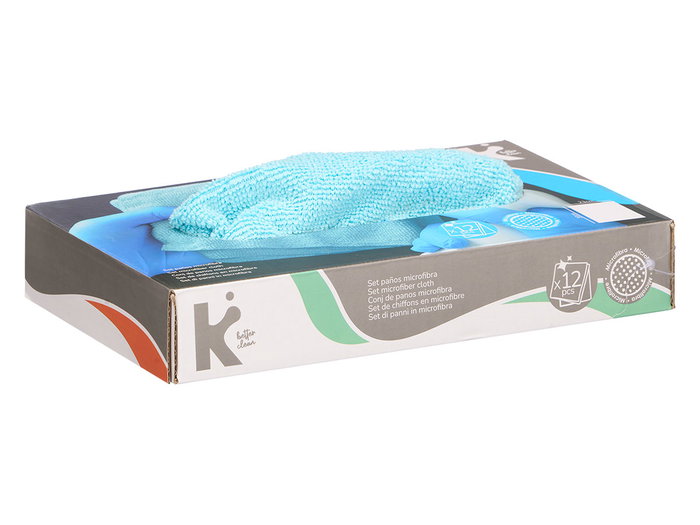 ARTE REGAL Set de 12 chiffons microfibres bleu 30x23cm