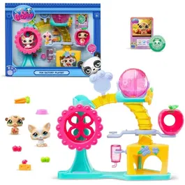 Bandai - Littlest Pet Shop - Coffret Fun Factory BF00519 - Ensemble de jeu avec 2 animaux, décor et accessoires - Génération 7 - 4 ans et plus
