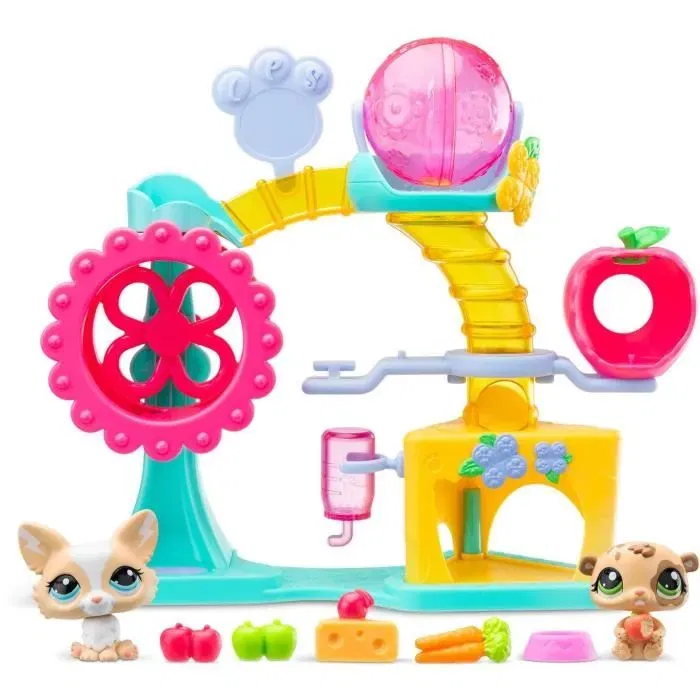 Bandai - Littlest Pet Shop - Coffret Fun Factory BF00519 - Ensemble de jeu avec 2 animaux, décor et accessoires - Génération 7 - 4 ans et plus