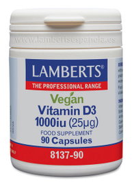 LAMBERTS Vitamine D3 1000 UI 90 capsules Vegan