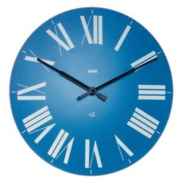 Alessi 12 AZ FIRENZE - Horloge murale ABS bleue avec mouvement à quartz et chiffres romains, design vintage par Achille et Pier Giacomo Castiglioni