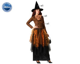 Déguisement Femme Adulte Costume Sorcière Marron avec Jupe Tulle et Chapeau - Taille M à L, pour Halloween et Événements Thématiques