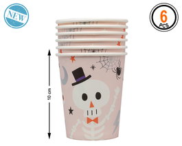 Set de 6 gobelets en papier Halloween enfant rose