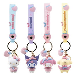 YuMe Toys Présentoir de 12 porte-clés Sanrio Peach Series Hello Kitty and Friends