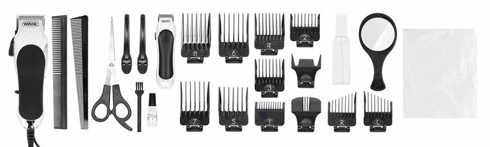 Wahl 20103-0467 - Tondeuse barbe et cheveux Deluxe Chrome Pro - Kit 27 pièces avec précision de 0.8 à 25 mm