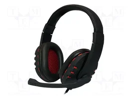 LOGILINK HS0033 Écouteurs avec microphone noir et rouge USB