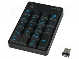 LOGILINK Clavier informatique sans fil noir avec pavé numérique