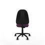 Chaise de bureau Algarra avec mécanisme de contact permanent de base, revêtue de similicuir violet. Équipée d'un piètement en polyamide noir, sans accoudoirs et de roulettes en nylon de 50 mm
