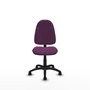 Chaise de bureau Algarra avec mécanisme de contact permanent de base, revêtue de similicuir violet. Équipée d'un piètement en polyamide noir, sans accoudoirs et de roulettes en nylon de 50 mm