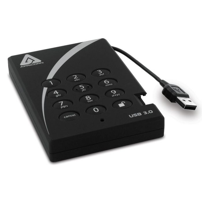 Apricorn Aegis Padlock 3.0 - Disque dur portable chiffré USB 3.0 500 Go - Chiffrement matériel AES 256-bit FIPS 197 - Sans logiciel - 5 Gbps - Clavier résistant à l'usure