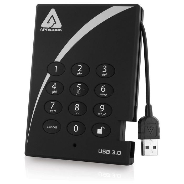 Apricorn Aegis Padlock 3.0 - Disque dur portable chiffré USB 3.0 500 Go - Chiffrement matériel AES 256-bit FIPS 197 - Sans logiciel - 5 Gbps - Clavier résistant à l'usure