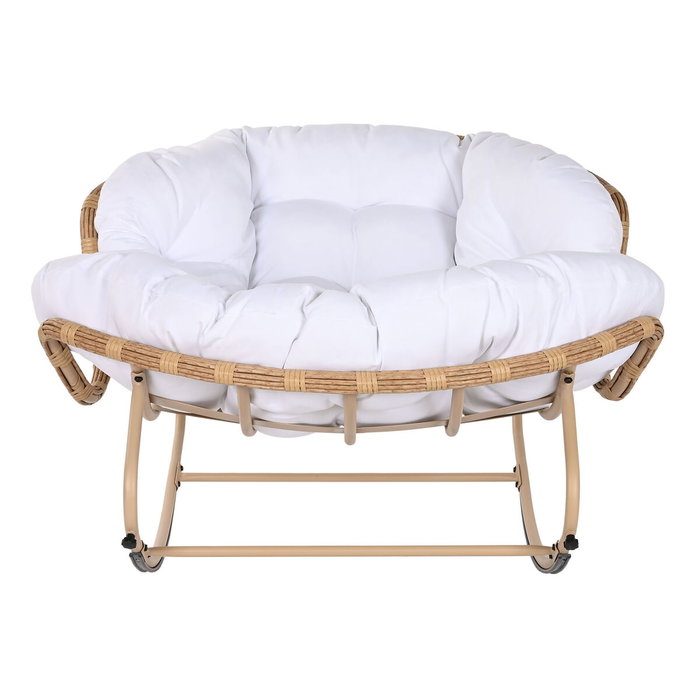Fauteuil à Bascule Home ESPRIT Blanc Marron Acier 108 x 108 x 80 cm