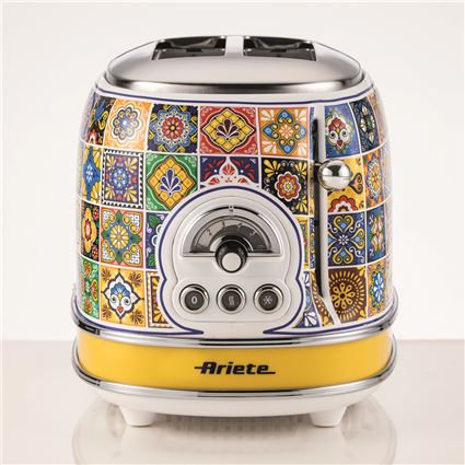 Ariete 155 Positano - Tostador 2 ranuras avec fonction décongélation et réchauffage, sélecteur 6 niveaux, éjection automatique et bac à miettes amovible