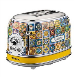 Ariete 155 Positano - Tostador 2 ranuras avec fonction décongélation et réchauffage, sélecteur 6 niveaux, éjection automatique et bac à miettes amovible