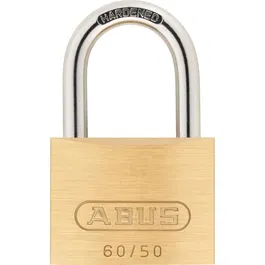 ABUS Cadenas en laiton massif 60/50 - Anse en acier cémenté avec double verrouillage - Fourni avec 2 clés - Haute sécurité pour portes, casiers et objets de valeur