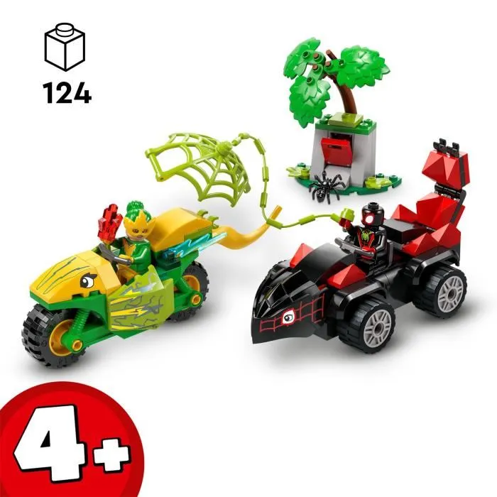 LEGO 11198 Marvel Spidey et ses amis extraordinaires - Set de construction Jeu Course-poursuite entre Spin et Electro avec dino-véhicules et minifigurines