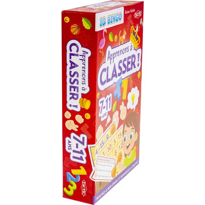 Tactic Apprenons à Classer - Jeu de Société IQ Bingo - 2 Joueurs dès 7 Ans - 100 Défis