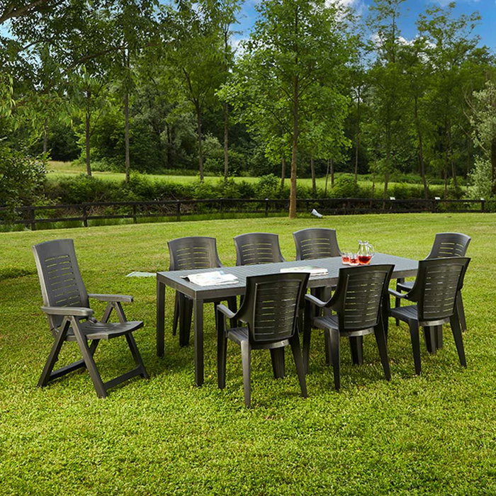 Table de Salle à Manger IPAE Progarden Indo ind012an Extensible Anthracite 220 x 90 x 72 cm