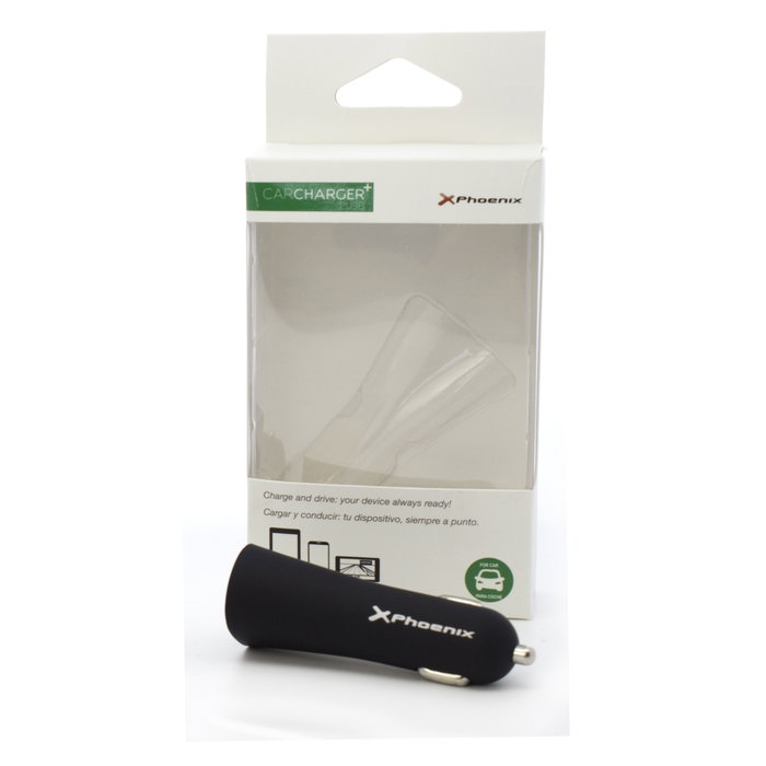 Phoenix Chargeur de voiture universel 2 ports USB 4,8A noir Phoenix Chargeur de voiture universel 2 ports USB 4,8A noir