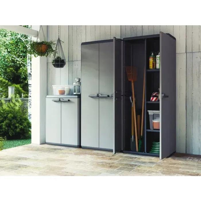 Keter Armoire utilitaire KIS Più - 68 x 39 x 166 cm - Gris antracita y negro