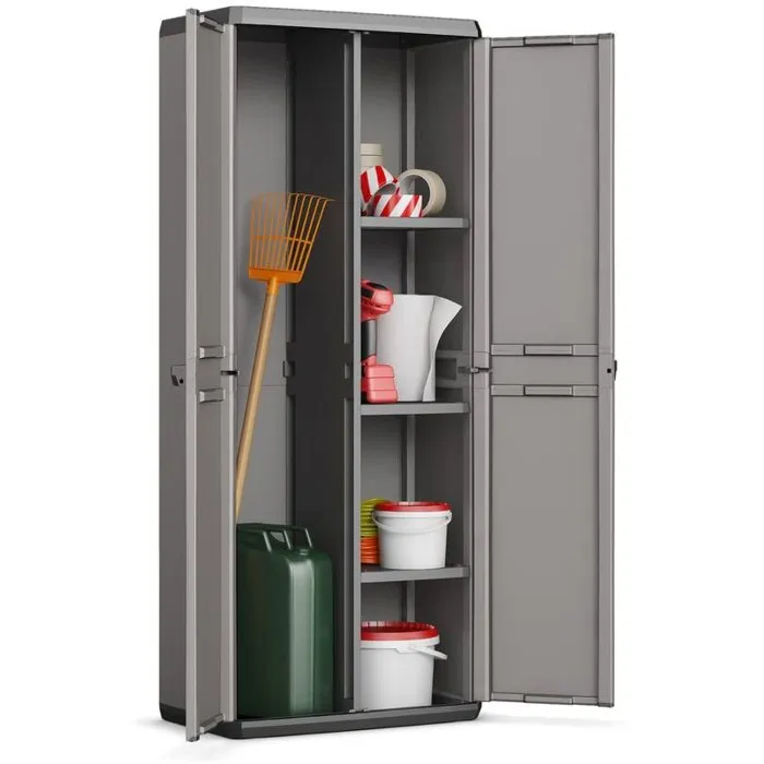 Keter Armoire utilitaire KIS Più - 68 x 39 x 166 cm - Gris antracita y negro