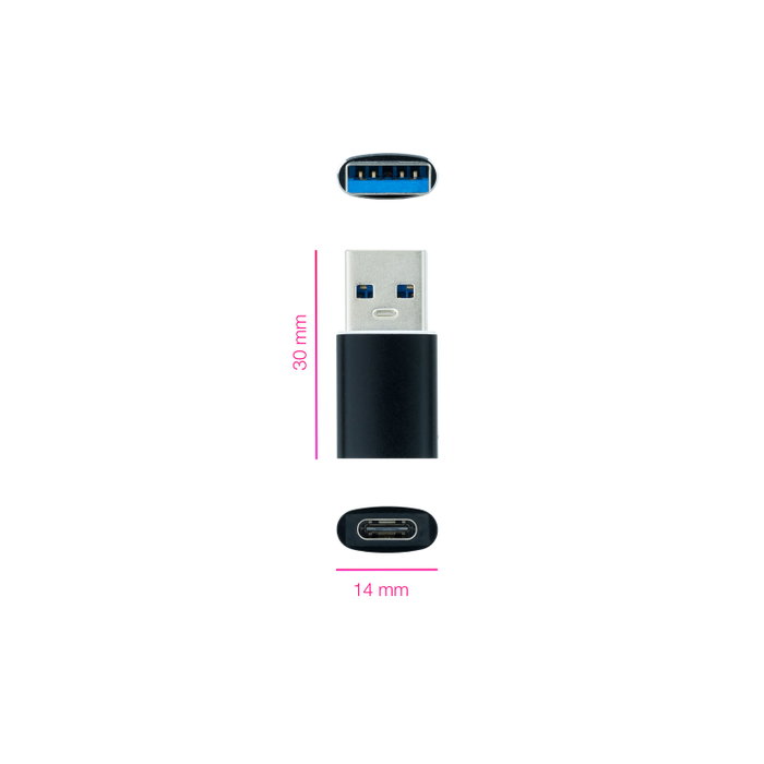 Nanocable Adaptateur USB-C vers USB-A OTG Noir 30 mm - Charge et Données