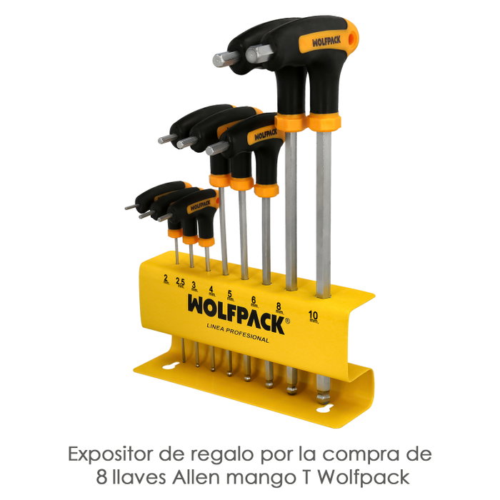 WOLFPACK LINEA PROFESIONAL Présentoir et jeu de 16 clés Allen manche en T WOLFPACK LINEA PROFESIONAL Présentoir et jeu de 16 clés Allen manche en T