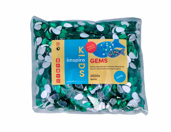 Innspiro Gemmes décoratives en acrylique goutte verte 8x13mm, 2000 unités env.