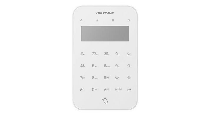 Hikvision AX PRO Télécommande LCD sans fil pour alarme, écran tactile avec rétroéclairage LED, communication bidirectionnelle 868 MHz, configurable à distance via App
