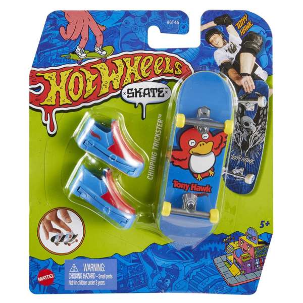 Mattel Mini Skateboard Hot Wheels avec Chaussures - 10 cm - Modèles Variés - Langue: Espagnol, Portugais
