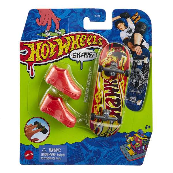 Mattel Mini Skateboard Hot Wheels avec Chaussures - 10 cm - Modèles Variés - Langue: Espagnol, Portugais