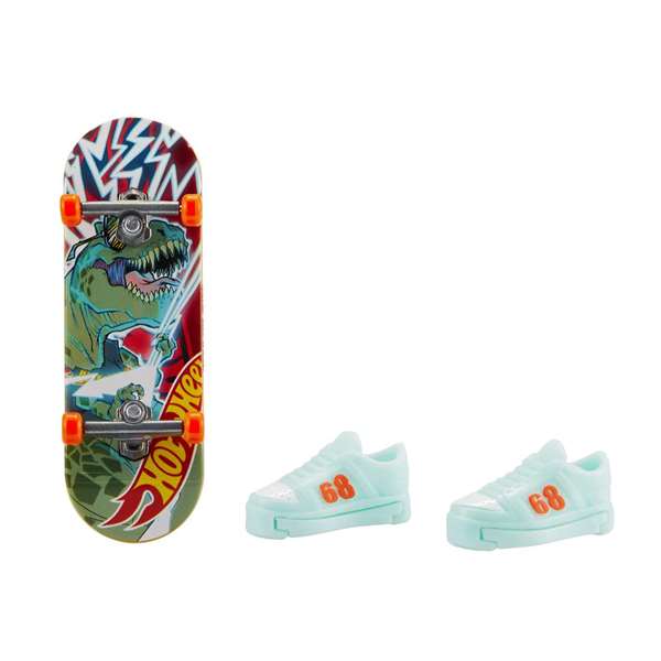 Mattel Mini Skateboard Hot Wheels avec Chaussures - 10 cm - Modèles Variés - Langue: Espagnol, Portugais