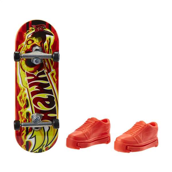 Mattel Mini Skateboard Hot Wheels avec Chaussures - 10 cm - Modèles Variés - Langue: Espagnol, Portugais
