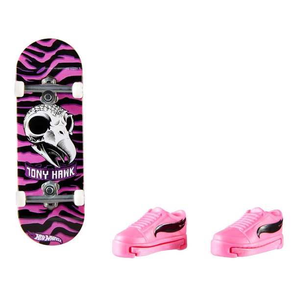 Mattel Mini Skateboard Hot Wheels avec Chaussures - 10 cm - Modèles Variés - Langue: Espagnol, Portugais