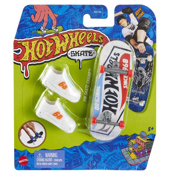 Mattel Mini Skateboard Hot Wheels avec Chaussures - 10 cm - Modèles Variés - Langue: Espagnol, Portugais