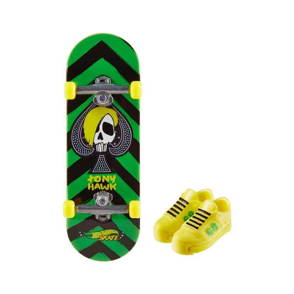 Mattel Mini Skateboard Hot Wheels avec Chaussures - 10 cm - Modèles Variés - Langue: Espagnol, Portugais