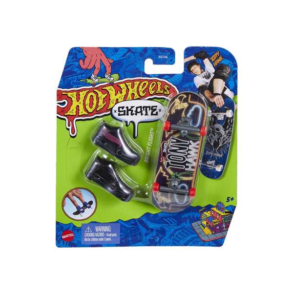 Mattel Mini Skateboard Hot Wheels avec Chaussures - 10 cm - Modèles Variés - Langue: Espagnol, Portugais