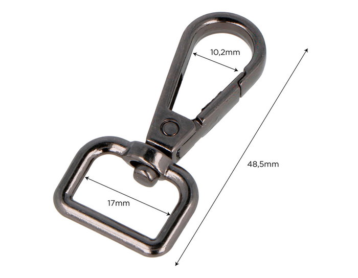 Innspiro Mousqueton à anneau rectangulaire Zamak Nickel Noir 17 mm (Lot de 5)