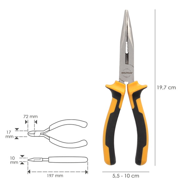 WOLFPACK LINEA PROFESIONAL Pince à bec courbé 200 mm WOLFPACK LINEA PROFESIONAL Pince à bec courbé 200 mm