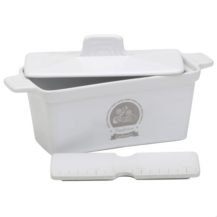 Home Deco Factory Tarrine pour foie gras avec couvercle et presse-base Home Deco Factory Tarrine pour foie gras avec couvercle et presse-base