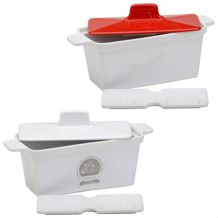 Home Deco Factory Tarrine pour foie gras avec couvercle et presse-base Home Deco Factory Tarrine pour foie gras avec couvercle et presse-base