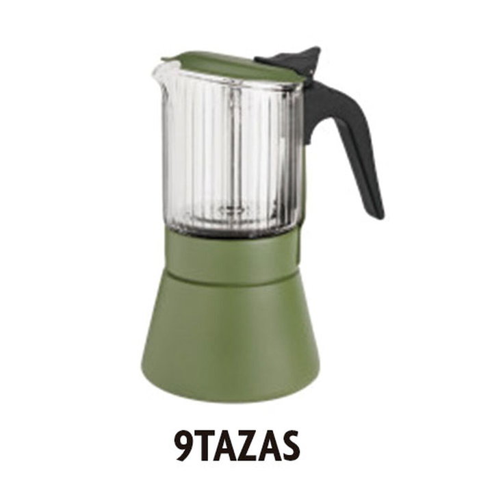 Inoxibar Cafetière italienne 9 tasses Vert en verre borosilicaté, induction, soupape sécurité Inoxibar Cafetière italienne 9 tasses Vert en verre borosilicaté, induction, soupape sécurité