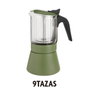 Inoxibar Cafetière italienne 9 tasses Vert en verre borosilicaté, induction, soupape sécurité