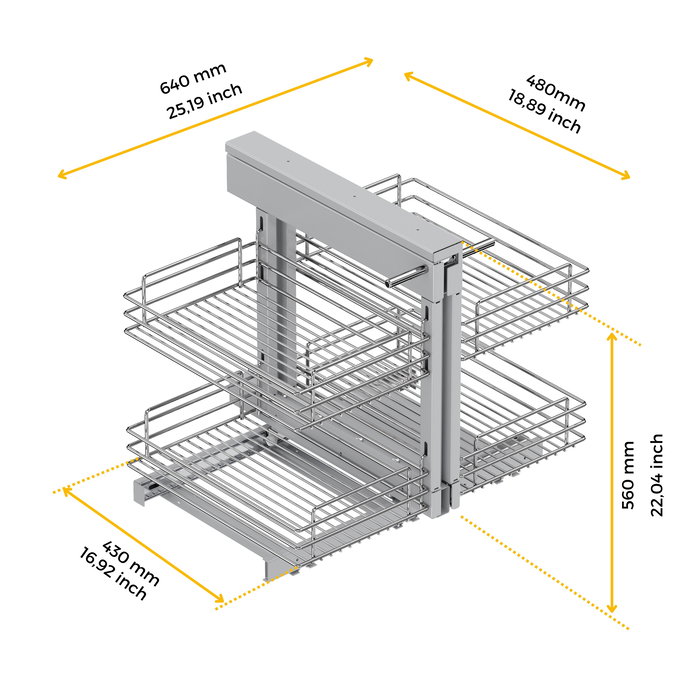 Emuca Système d'angle extractible pour meuble de cuisine Suprastar, acier, chrome