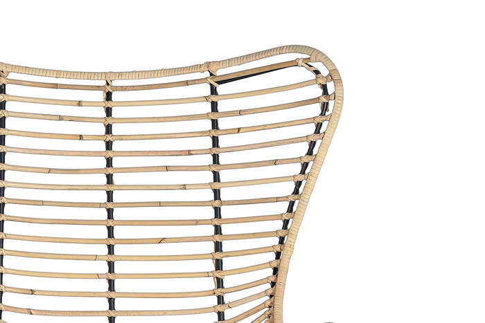 GINER Y COLOMER Lot de 2 chaises en rotin et métal avec coussins - Assise 50x50 cm, dossier 56 cm - Couleur Naturelle